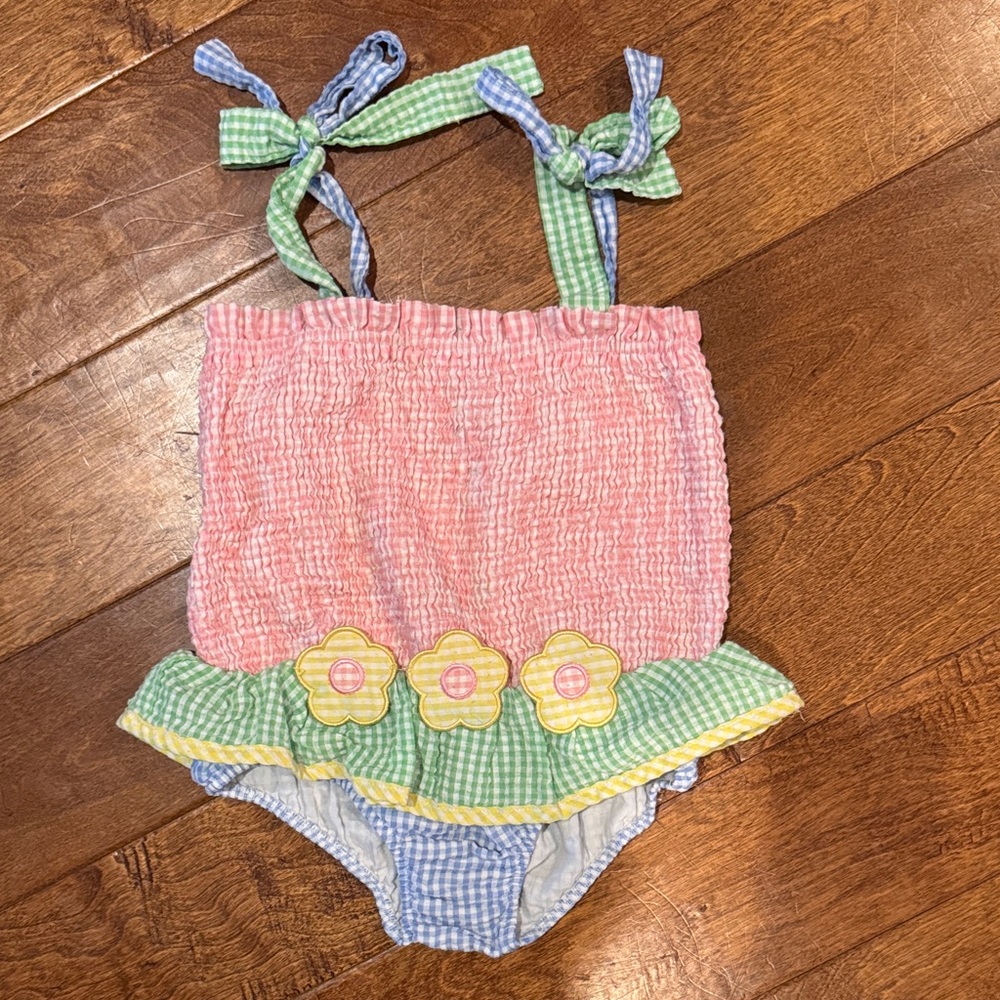 Colorful Kids Swimwear with Floral Accents